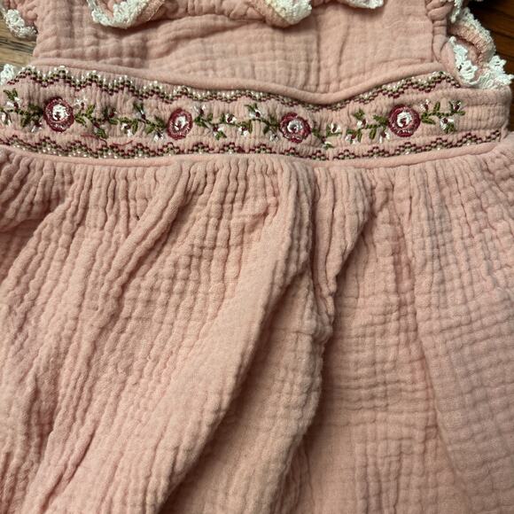 Iris & Ivy Girls Dress 0-3 Months Rose Smocked Americana Classic Embroidered (4) - Picture 3 of 7